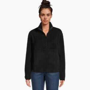 NWOT NO BOUNDARIES Plush Pullover 1/4 Zip Fleece Teddy Sweater (Black | XL)